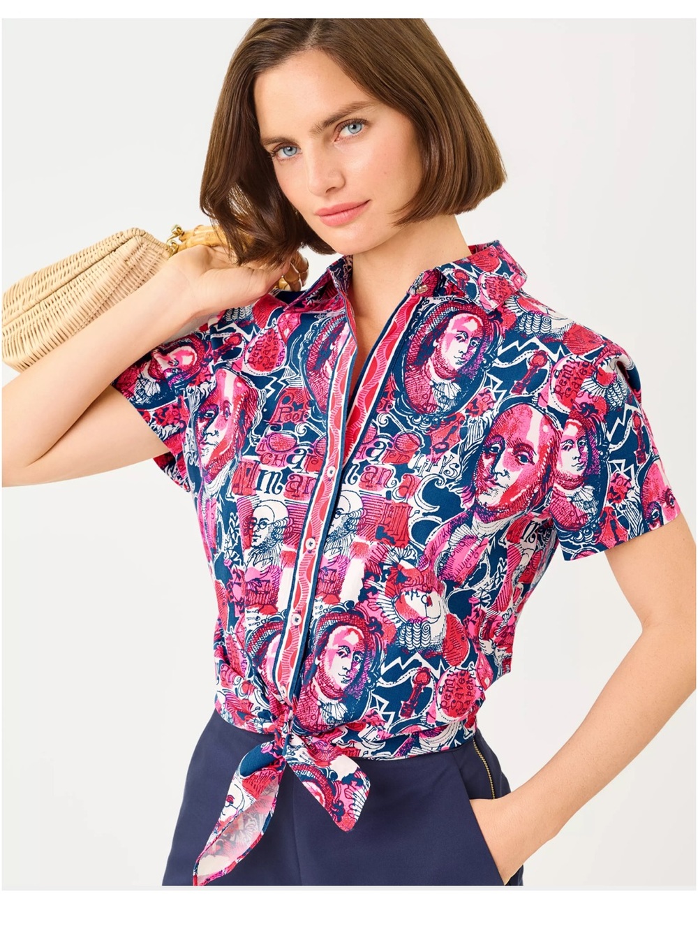 NWT Lilly Pulitzer Blakey Tie Shirt - Starlight Navy Its A 250Th Celebration!